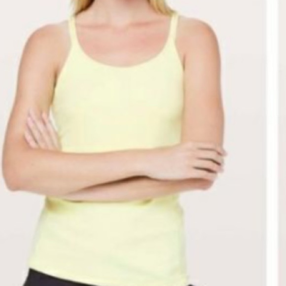 Lululemon Athletica Power Y Tank Lime Yellow Sz 6 Women - Picture 2 of 5